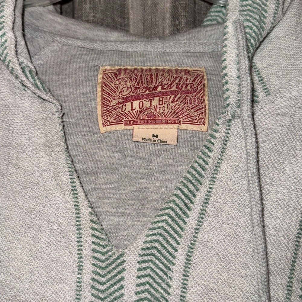 Unisex Brooklyn Cloth Green and White Patterned Hoodie Size M - Picture 2 of 4